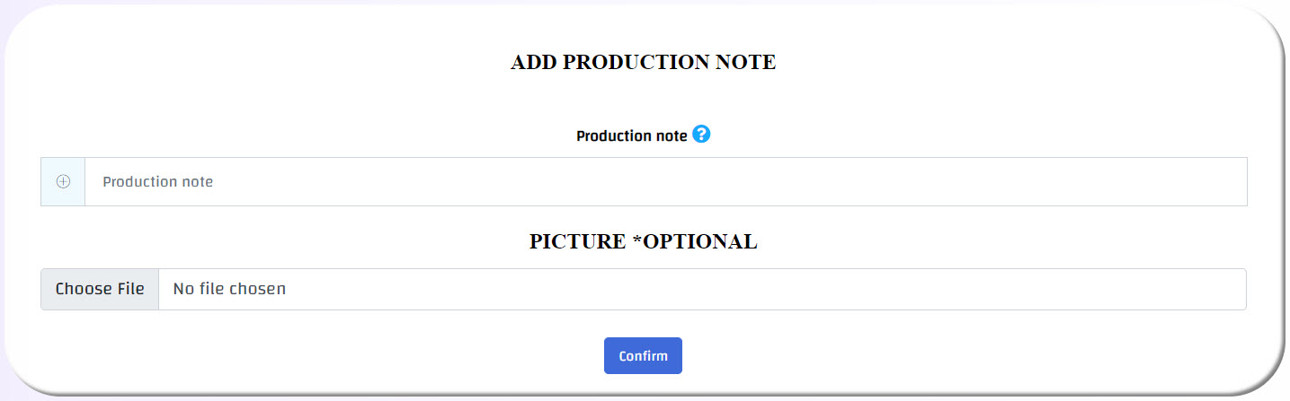 إضافة ملاحظات إنتاج