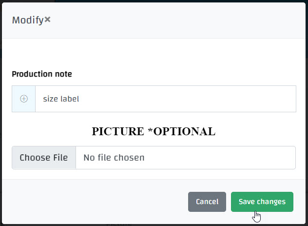 إضافة ملاحظات إنتاج