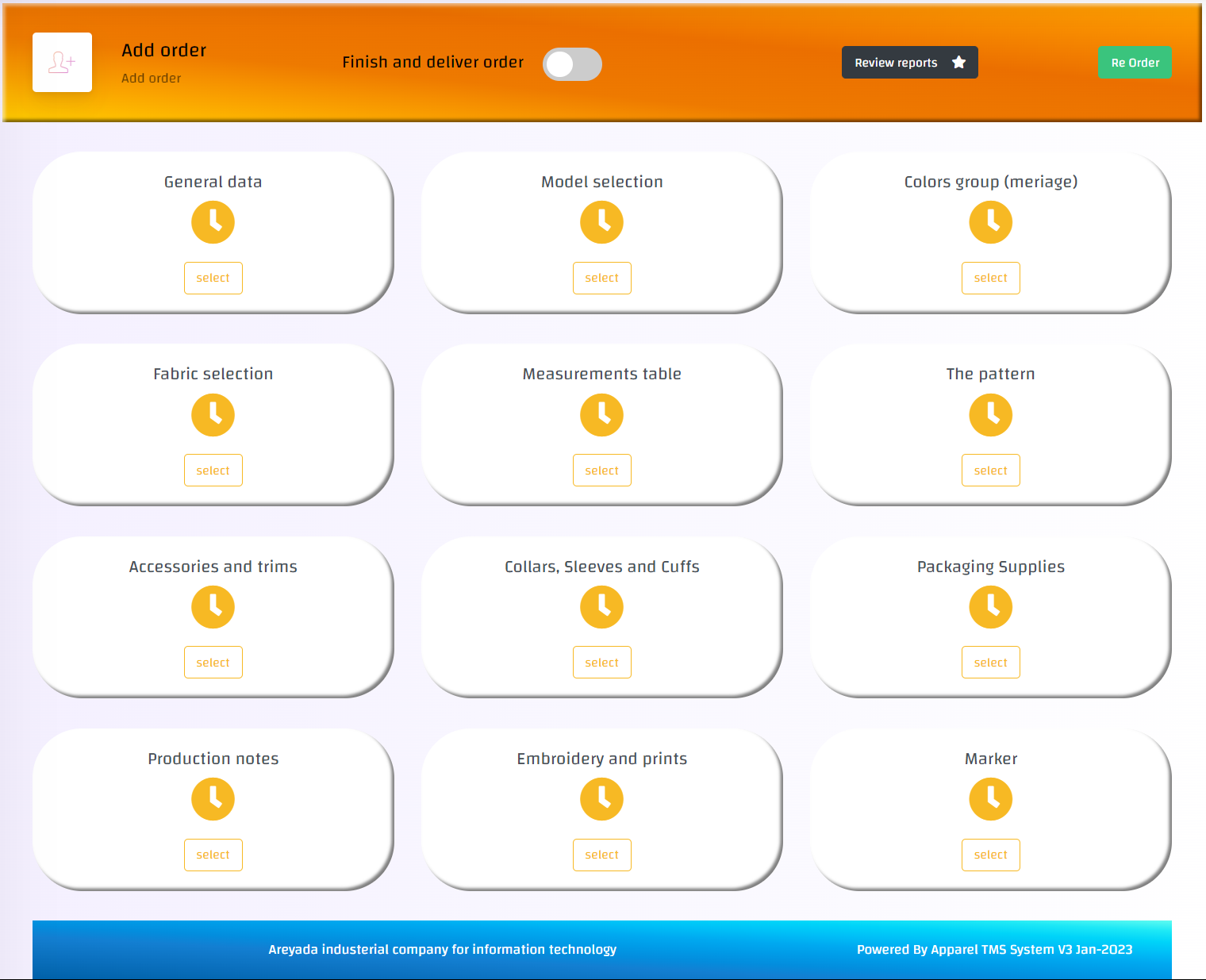 تعبئة بيانات الاوردر